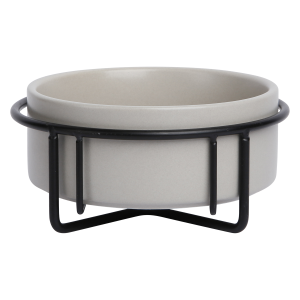 JV BON APPETIT Keramische Voerbak Metalen Stand Grijs-400ml