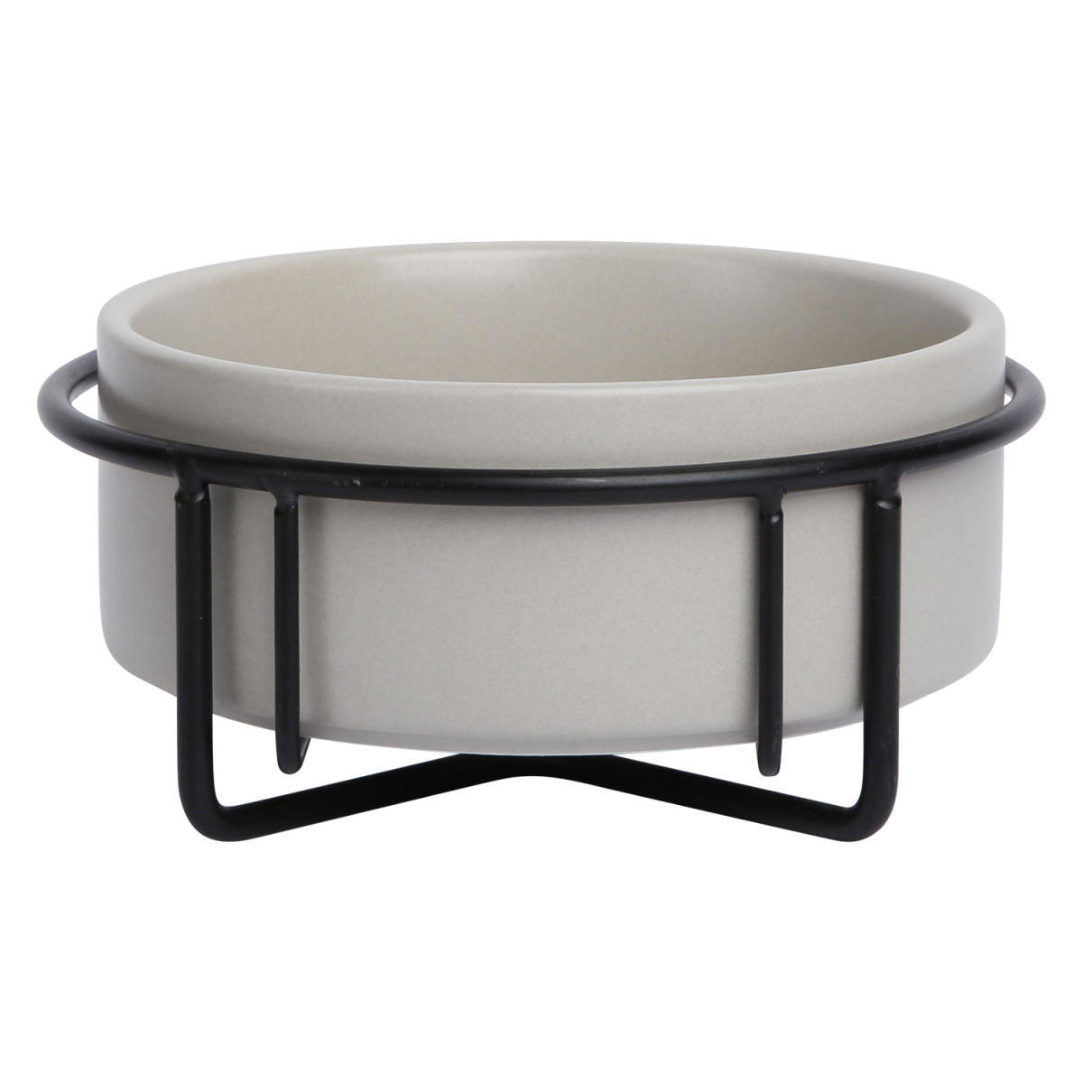 JV BON APPETIT Keramische Voerbak Metalen Stand Grijs-850ml