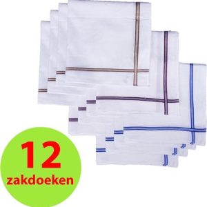 12 Heren Zakdoeken-100% Katoen-40x40cm.