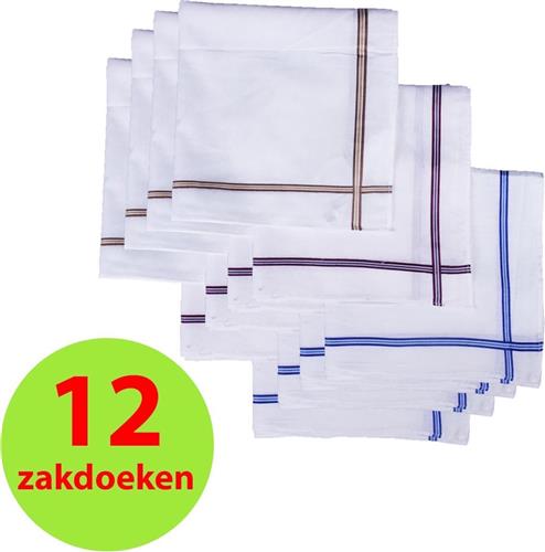 12 Heren Zakdoeken-100% Katoen-40x40cm.