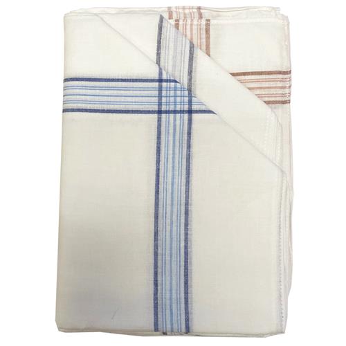 12 Diverse Heren Zakdoeken Wit Met Strepen