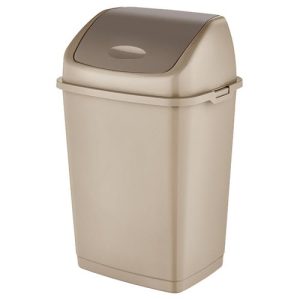 Dunya Vuilnisemmer 35L Beige – Stevige Plastic Vuilnisbak met Klepdeksel