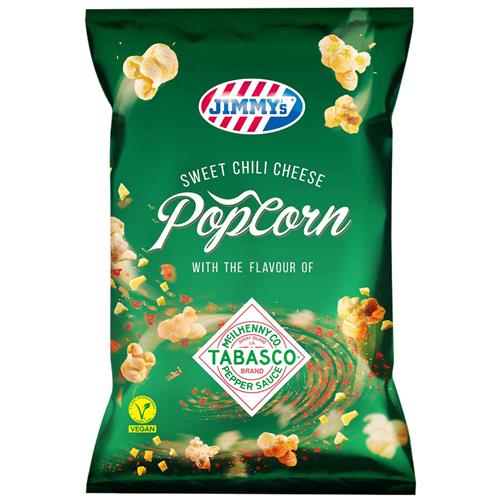 Jimmy’s Sweet Chili Popcorn 90g – Pittige Snack met Tabasco