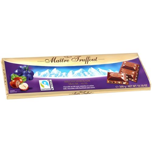Maitre Truffout Melkchocolade Met Rozijn en Hazelnoot 300g