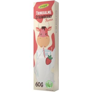 Woogie Drink Rietjes “Aardbei” 60g – Gearomatiseerde Suikerparels Met Aardbeismaak