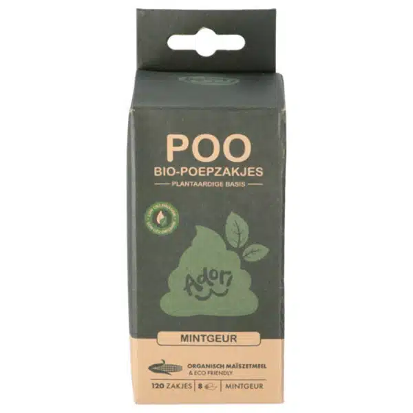 Adori Poo Bio-Poepzakjes 22×32 cm mintgeur 8 rollen