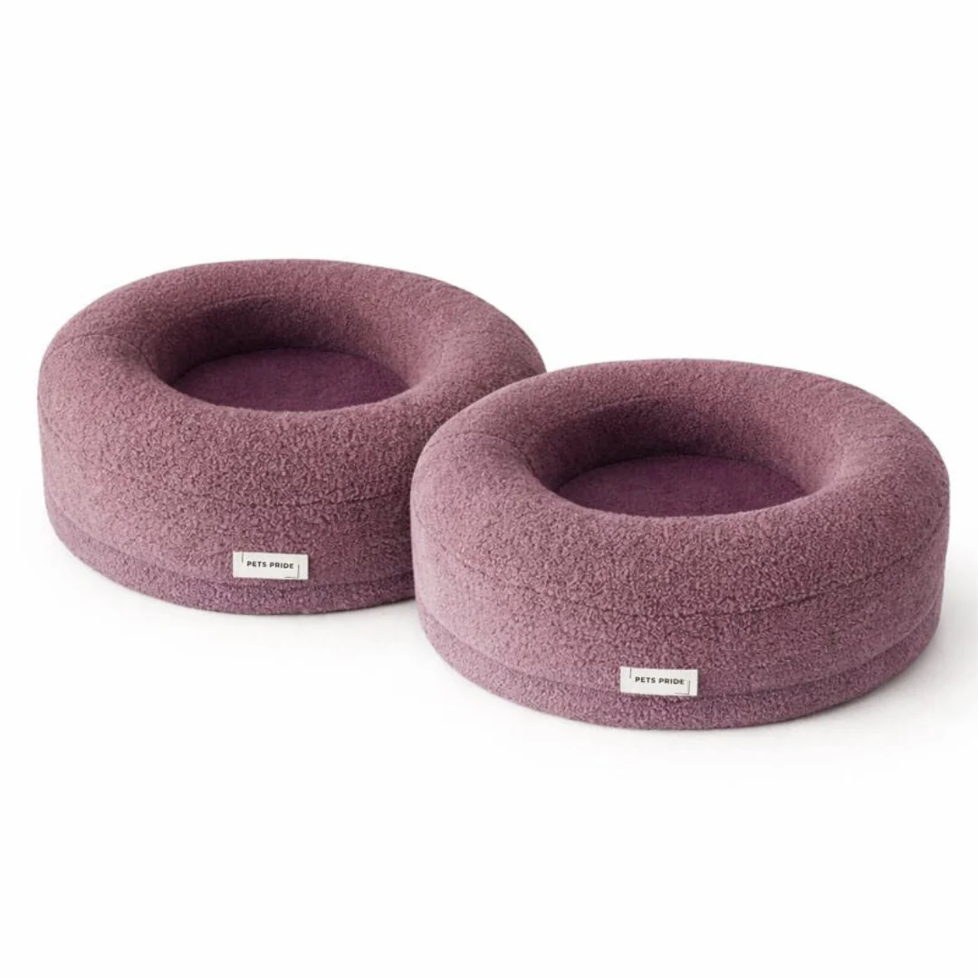 Kattenbed Bouclé Teddy – Mauve (x 2)