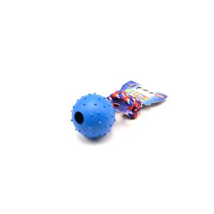 Rubberen bal mix 6 cm met touw